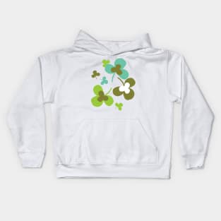 Happy Green Clover Leaves Silhouette Art Kids Hoodie